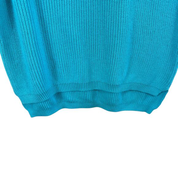 525 America 100% Cotton Aquamarine Blue Oversized Pullover Sweater Size S - Picture 3 of 6
